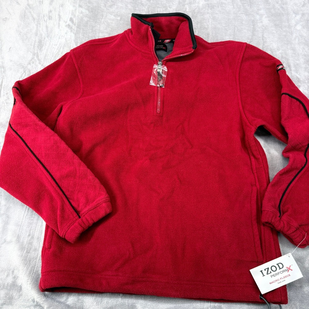 IZOD PerformX Macro Fleece Mens Small Red Quarter Zip Pullover Jacket NWT